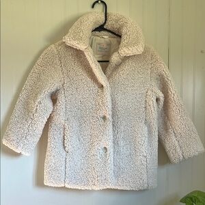 Crewcuts Cream Pea Coat Plush Fleece Mid-Length